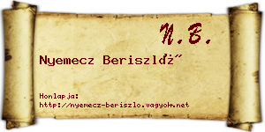 Nyemecz Beriszló névjegykártya